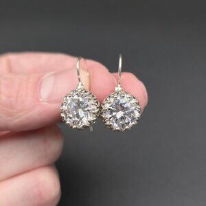Sterling Silver Cubic Zirconia Basket Style Earrings A7141
